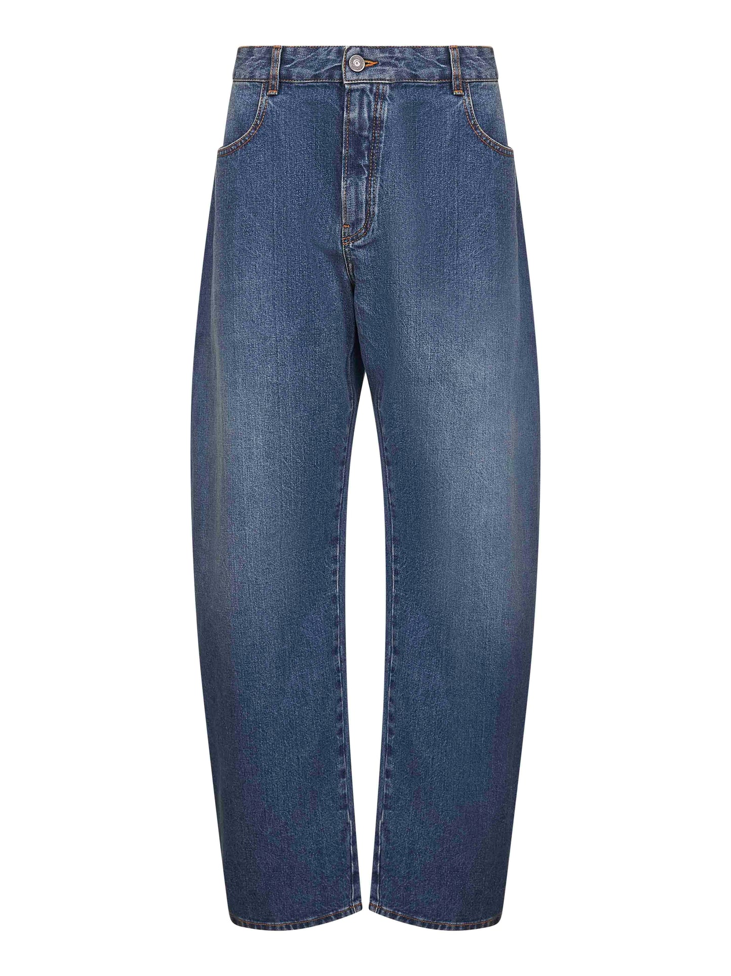 Alaïa Women Blue Deep Stone Denim Round Jeans
