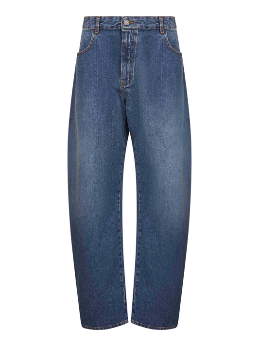 Alaïa Women Blue Deep Stone Denim Round Jeans
