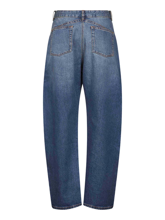 Alaïa Women Blue Deep Stone Denim Round Jeans