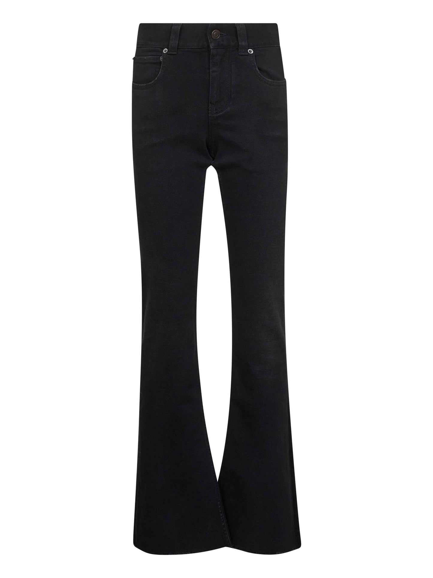 Balenciaga Women Black Denim Bootcut Slim Fit Jeans