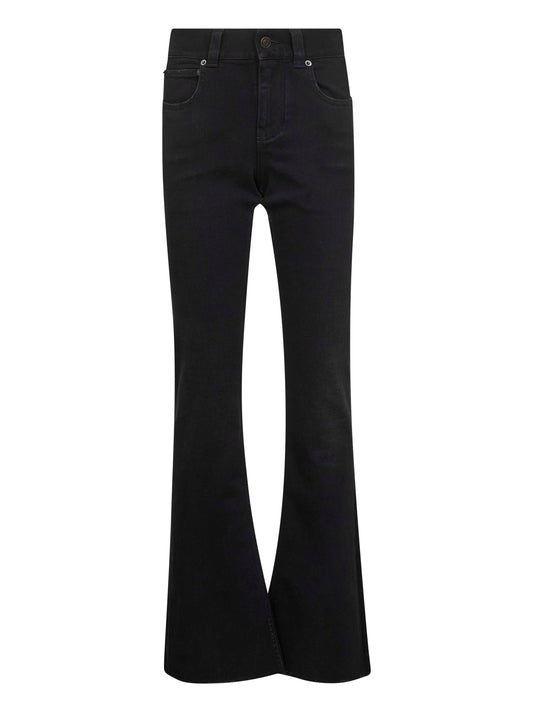 Balenciaga Women Black Denim Bootcut Slim Fit Jeans