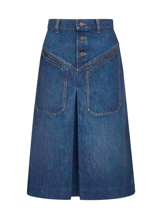Chloé Women Blue Denim Knee Length Skirt