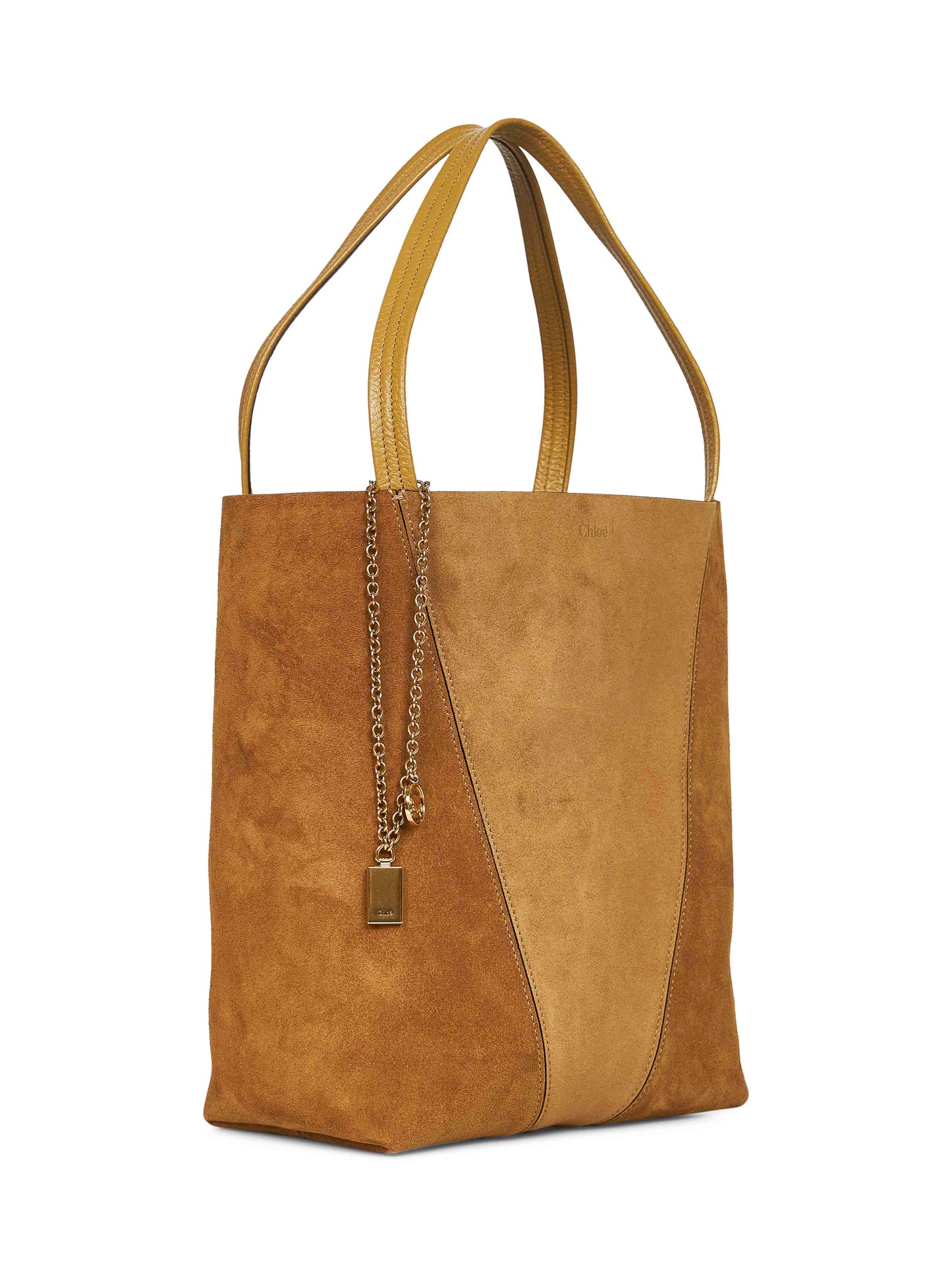 Chloé Women Gold Khaki Chloé Spin Tote Bag