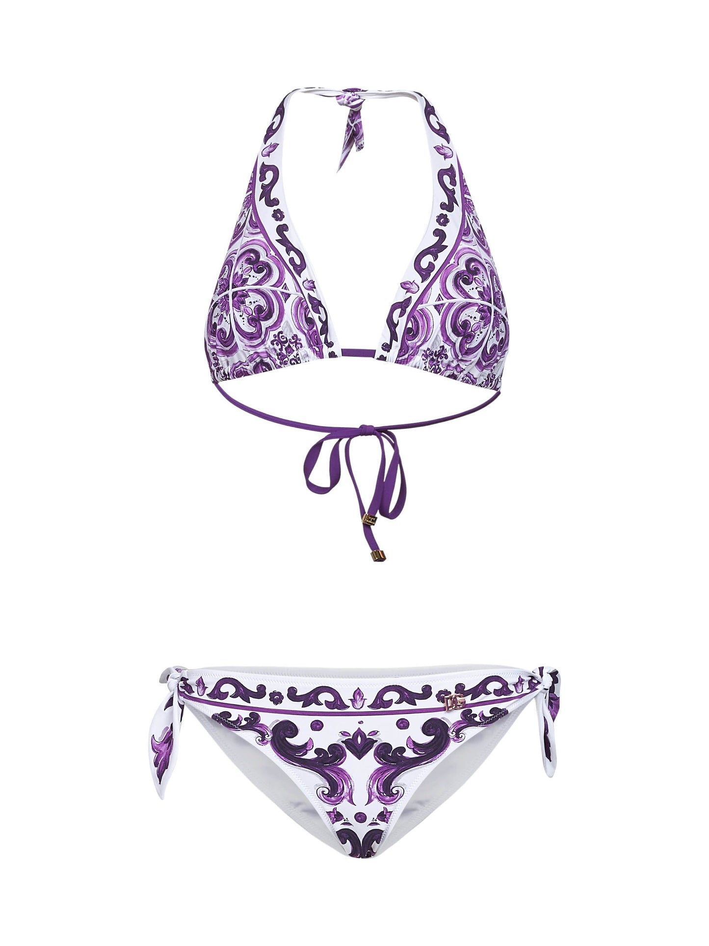 Dolce & Gabbana Women Maiolica Print Triangle Bikini