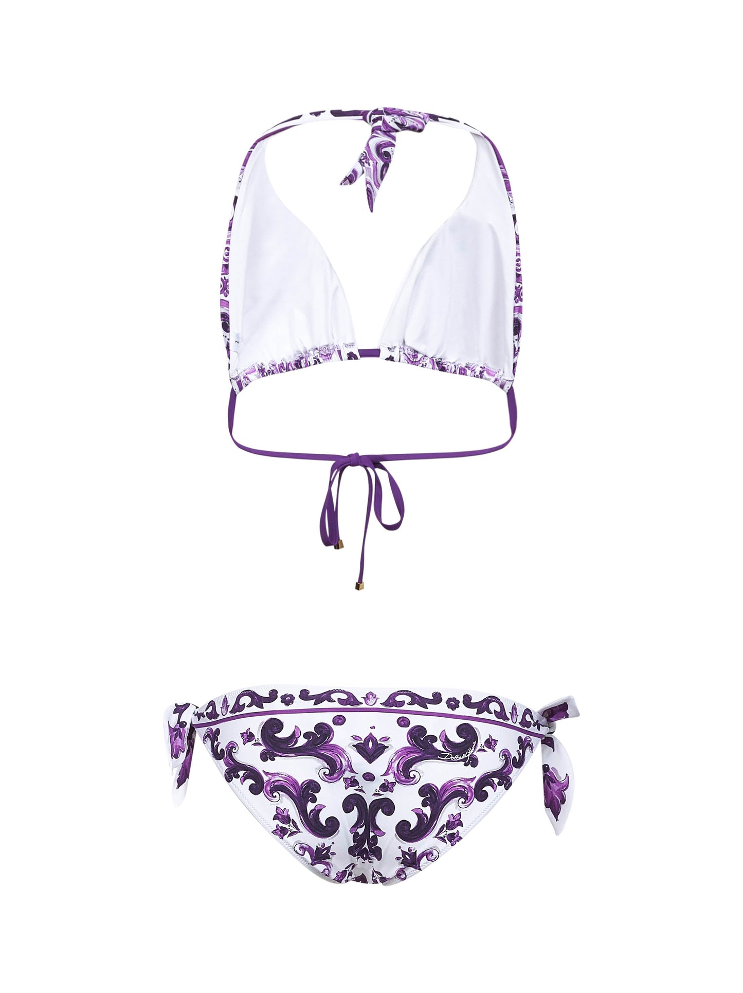 Dolce & Gabbana Women Maiolica Print Triangle Bikini