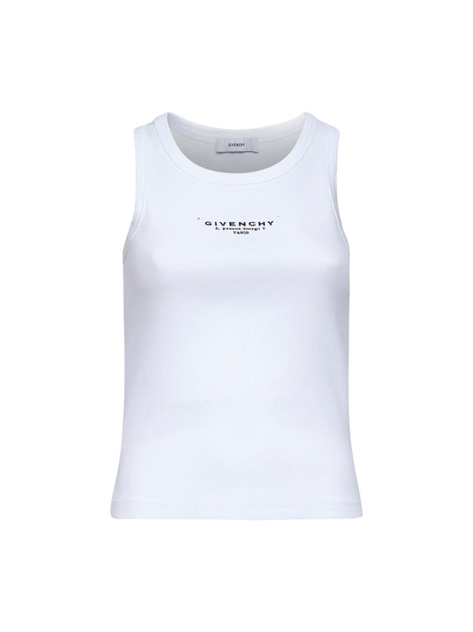 Givenchy Women White Givenchy Stamp Printed Cotton Tank Top