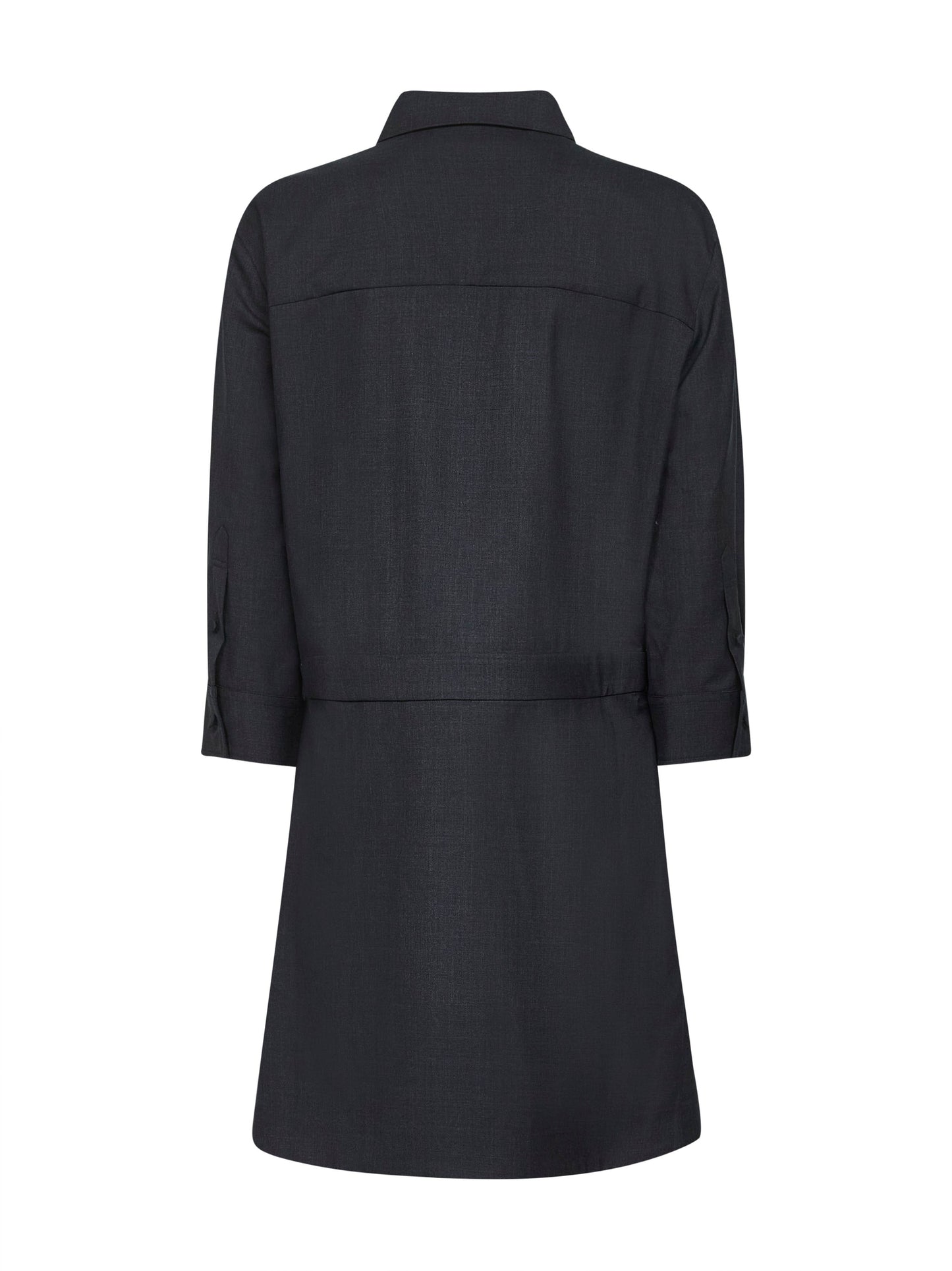 Gucci Women Gray Wool Shirt Dress With Horsebit
