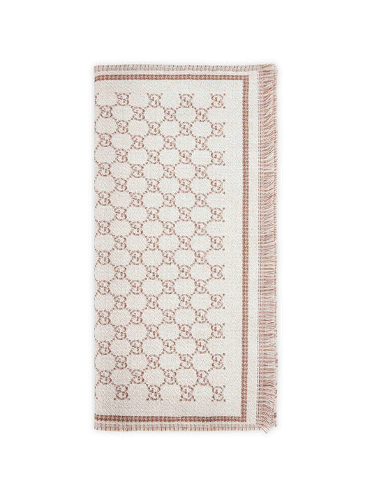 Gucci Women Ivory Gg Wool Blend Scarf