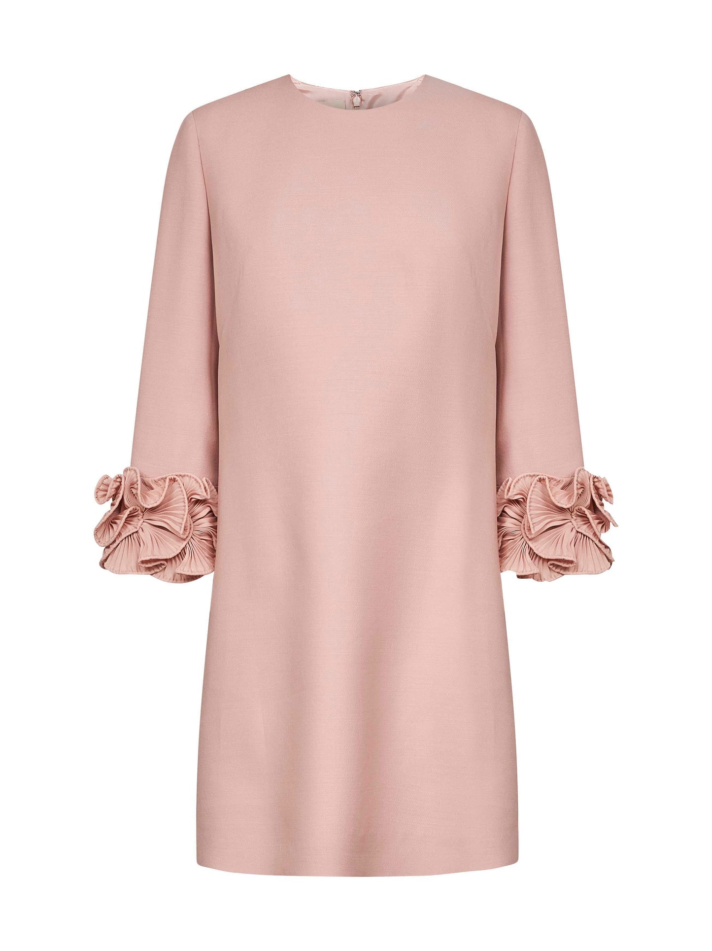 Valentino Women Pink Crepe Couture Short Dress With Ruffles