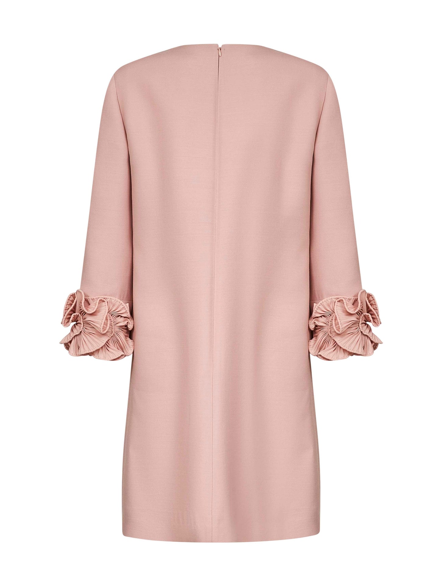 Valentino Women Pink Crepe Couture Short Dress With Ruffles