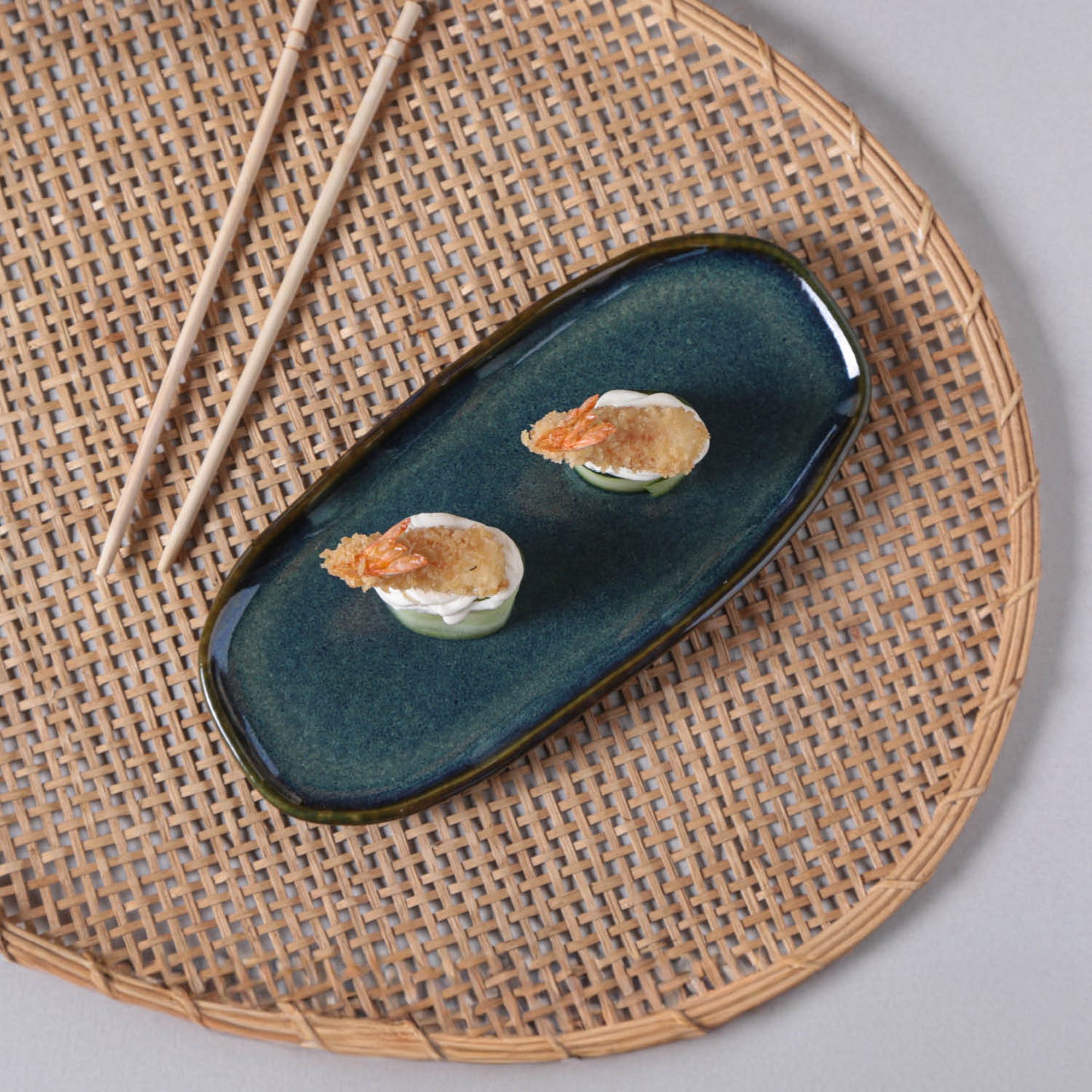 Shallow Organic Oval Platter Small Set of 4