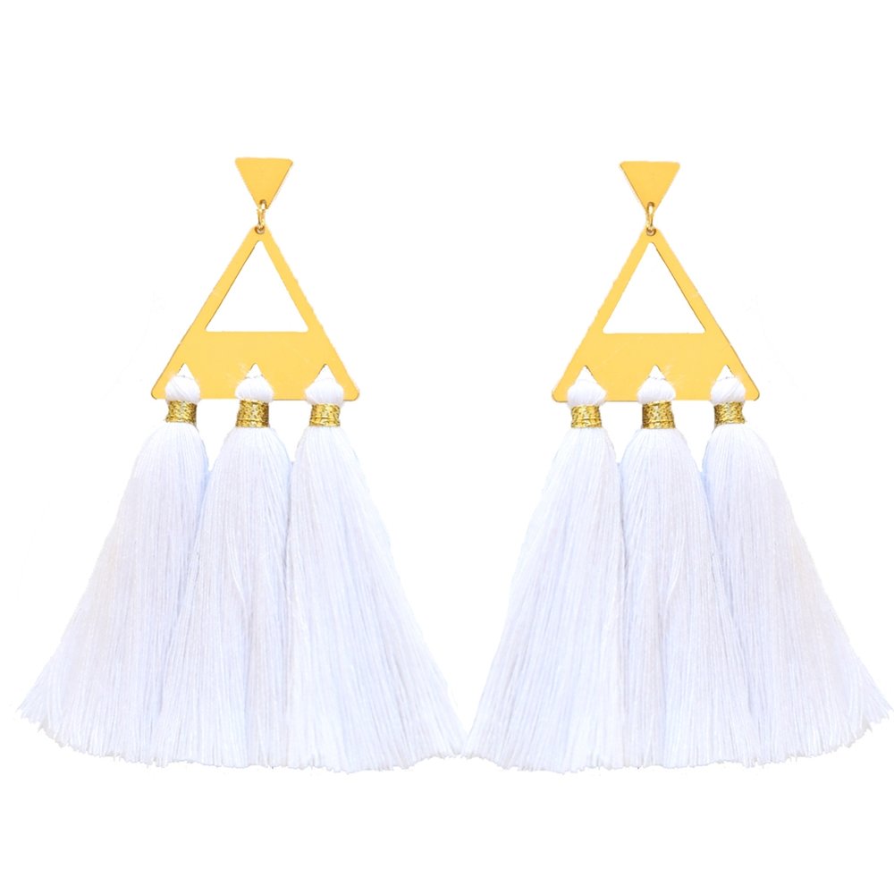 Trío Tassel Earring - White