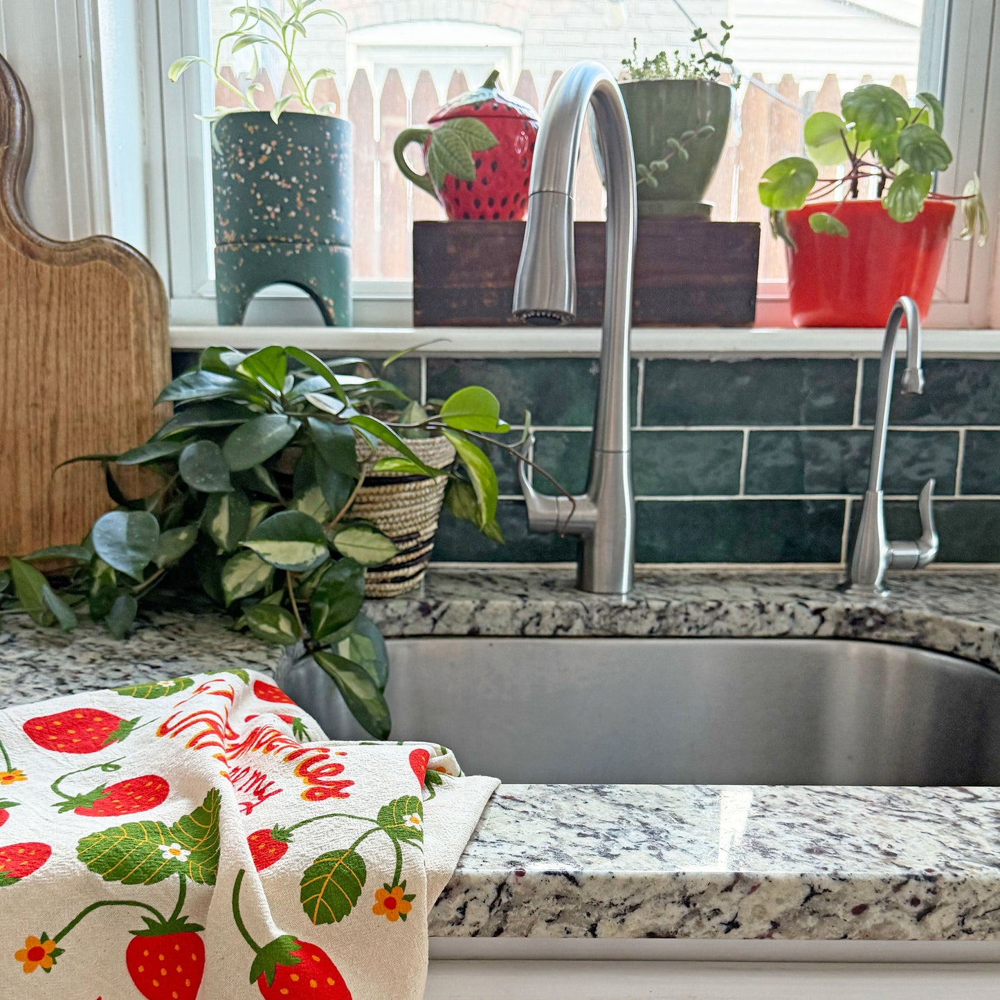 Strawberry Dish Towel + Sponge Cloth Gift Set