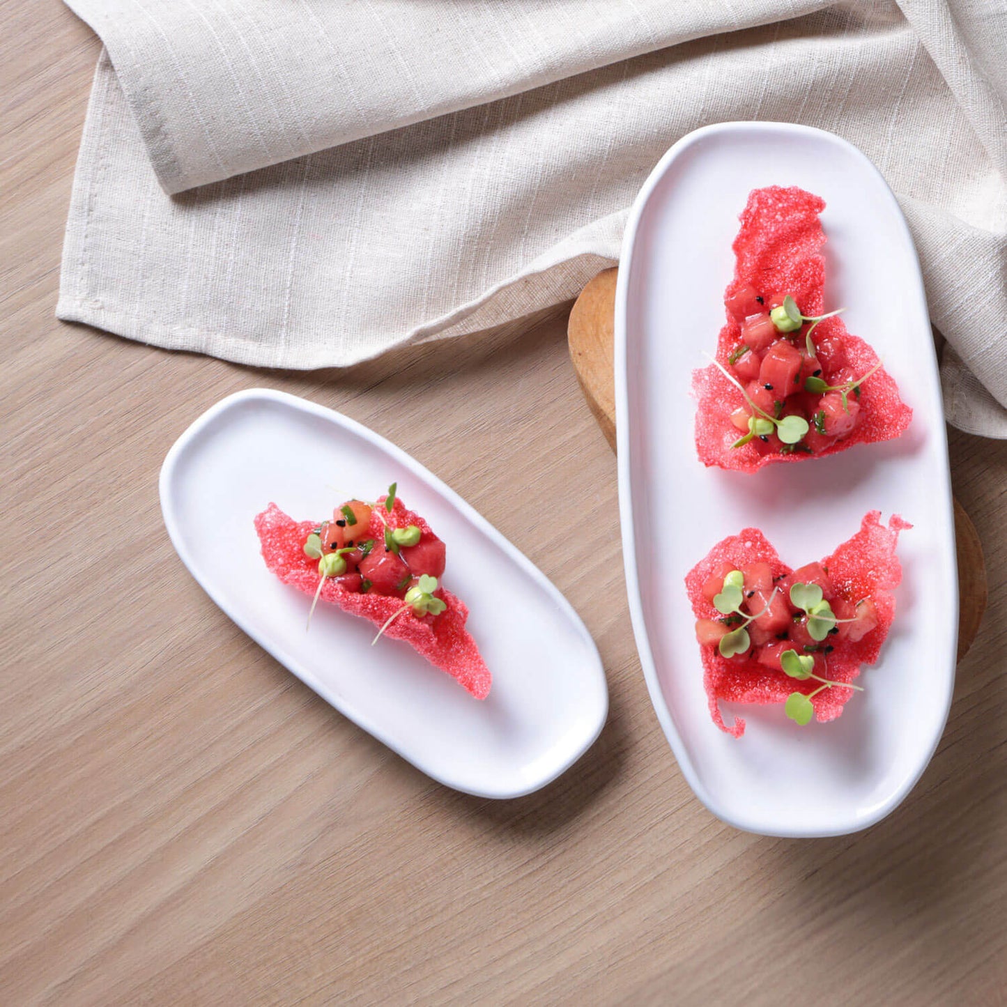 Shallow Organic Oval Platter Mini Set of 4