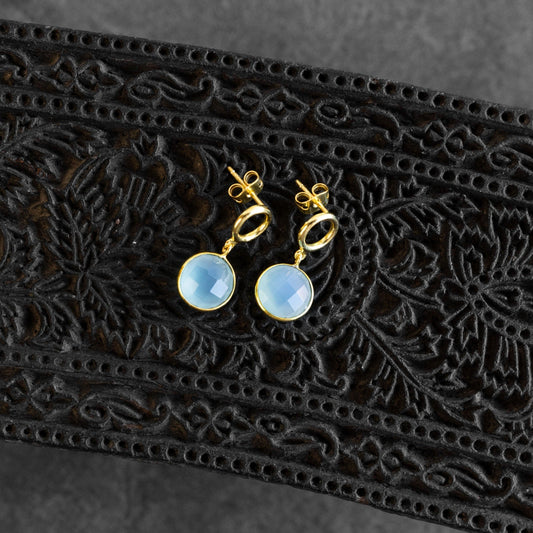 Sona Chalcedony Blue Gem Drop Earrings