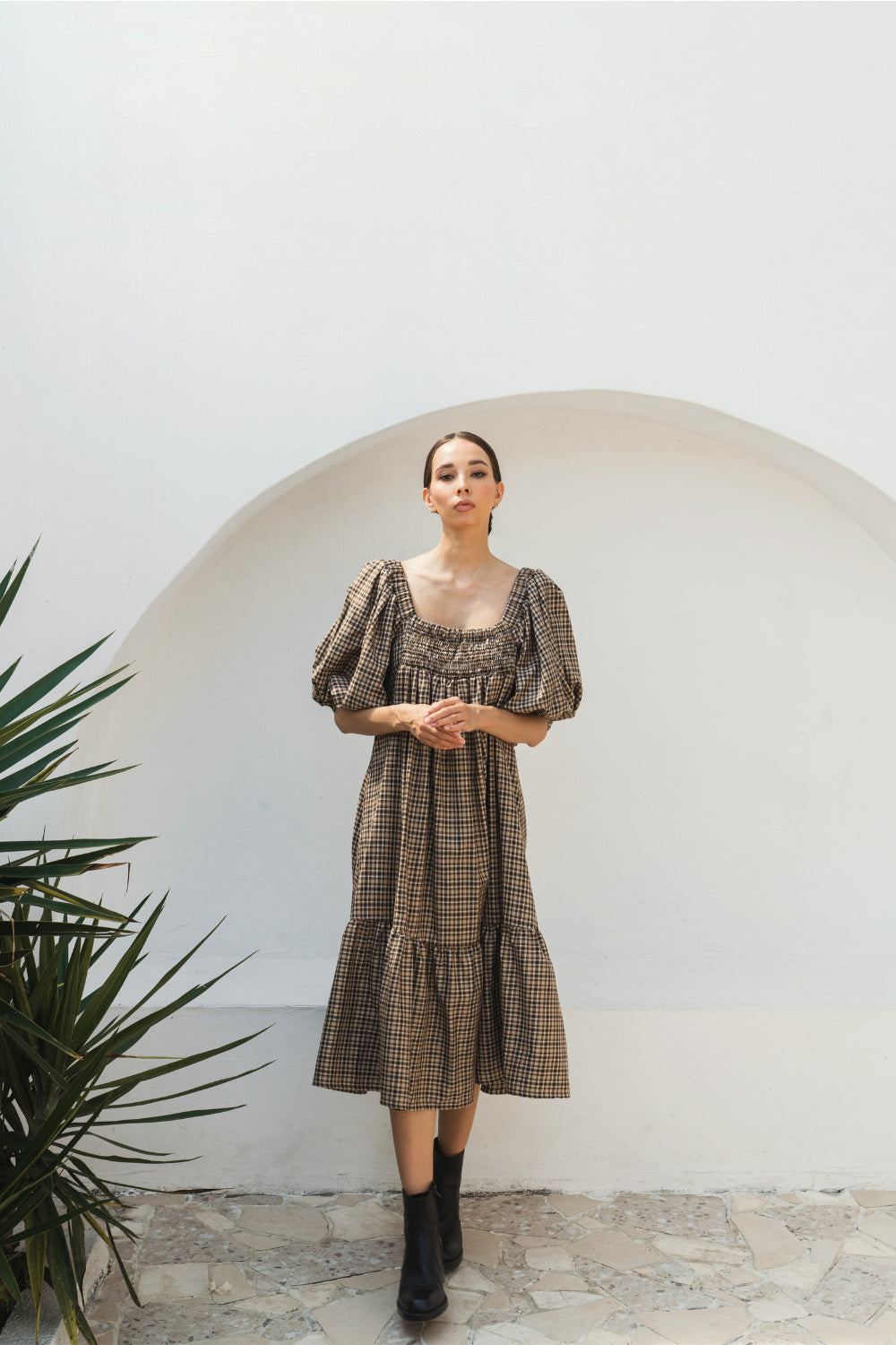 Carol Oversized Sleeves Midi Dress