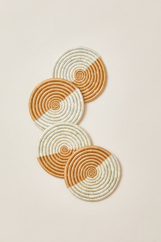 Akeza Coasters in White - Set of 4