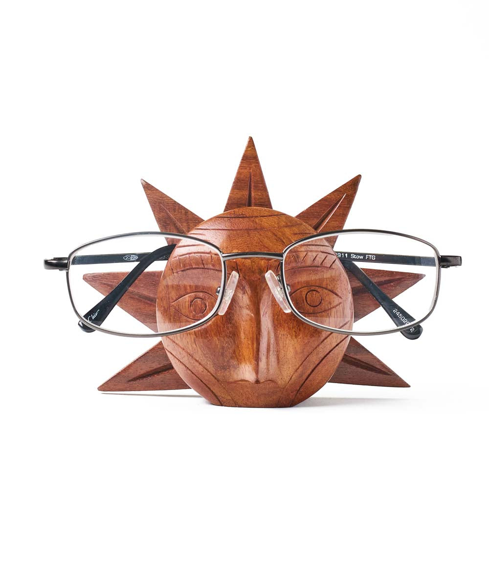 Sun Eyeglass Holder Stand - Handcrafted Sheesham Wood