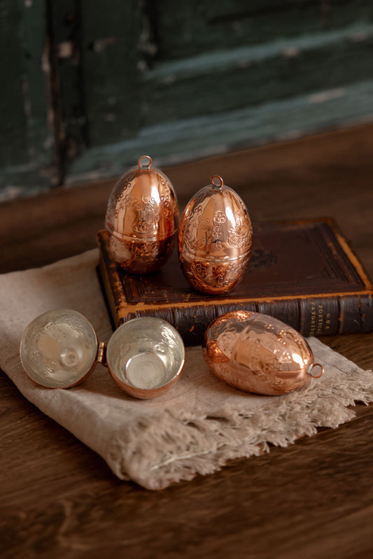 CMK Copper Etched Bird & Floral Egg Ornaments (Set 2 or 4)