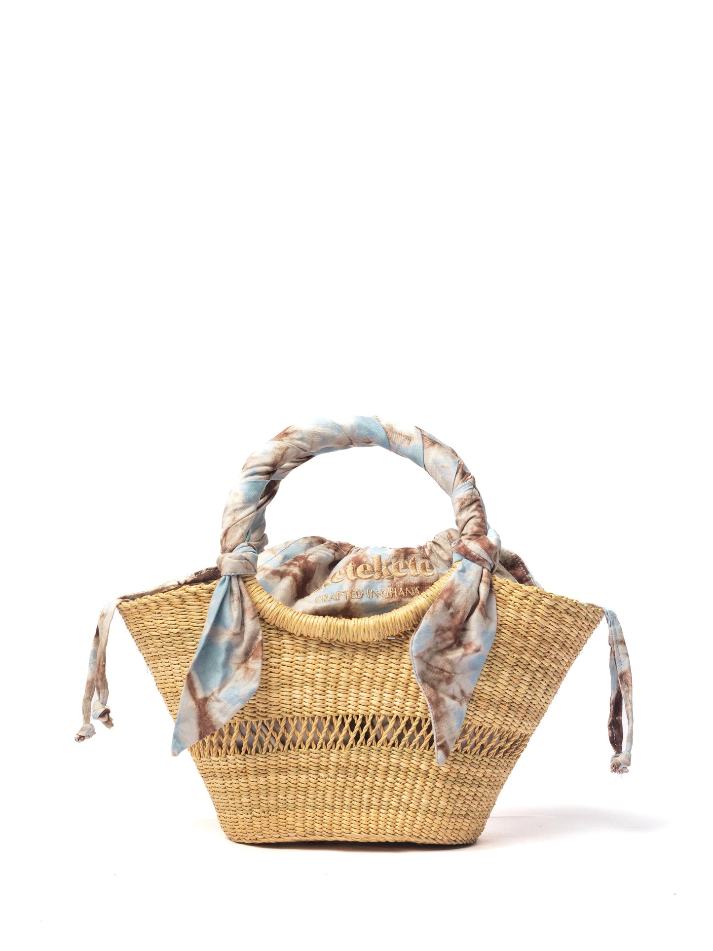 Butterfly Bag Small - Natural With Light Blue, White And Brown Lining