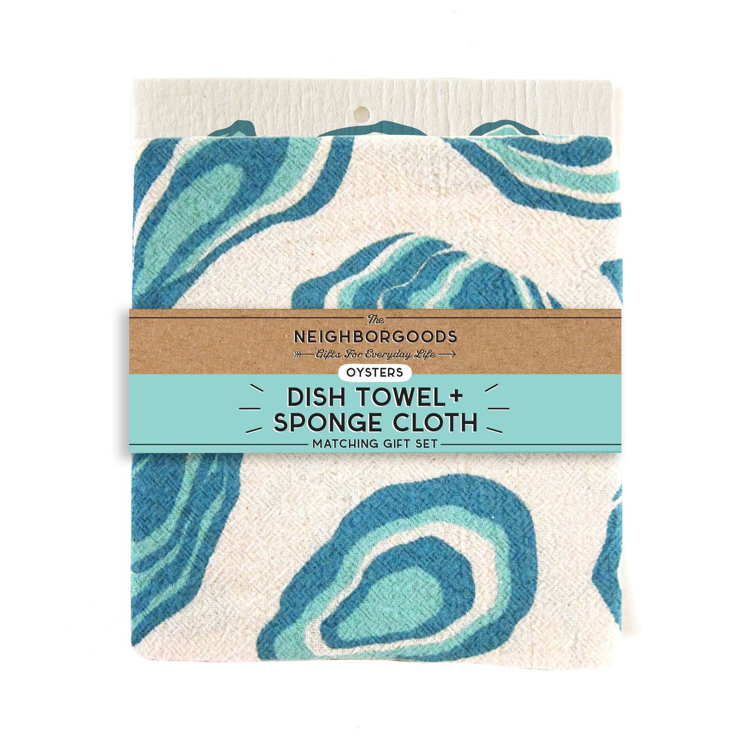 Oysters Dish Towel + Sponge Cloth Gift Set