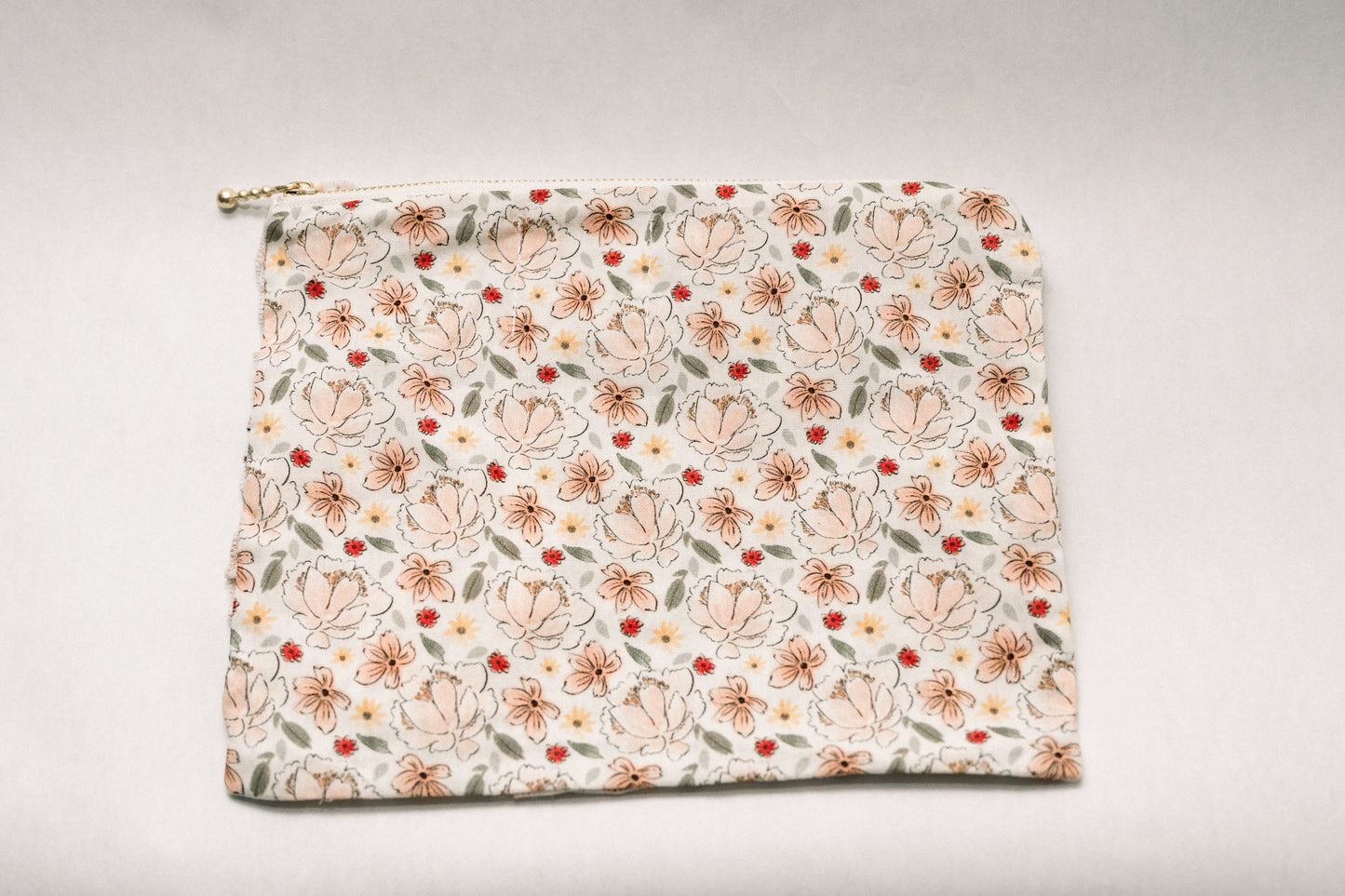 Primrose Garden | Timeless Floral Ruffle Zipper Pouch