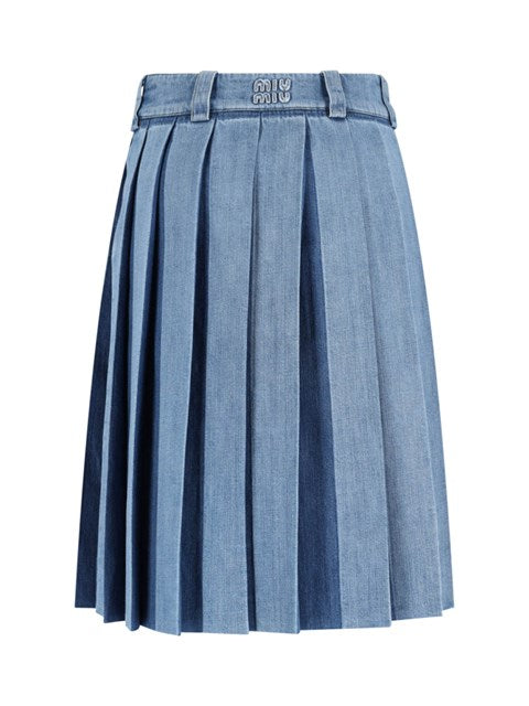 Miu Miu Women Denim Midi Skirt