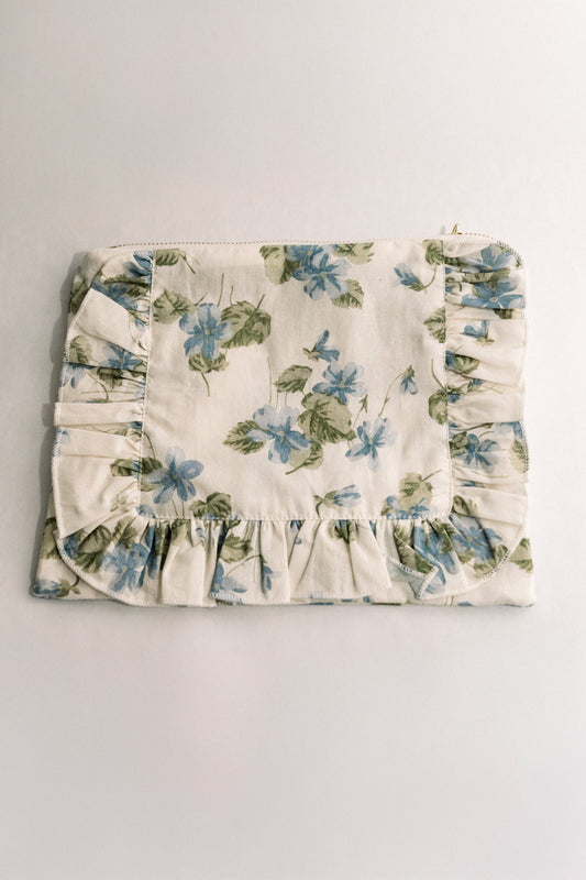 Cornflower Lane | Timeless Floral Ruffle Zipper Pouch