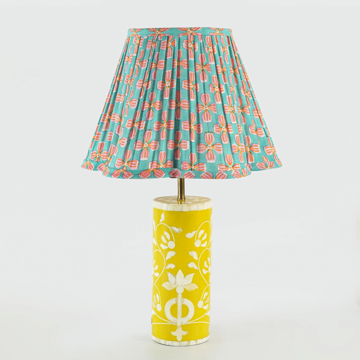 Floral Vines Inlay Yellow Table Lamp