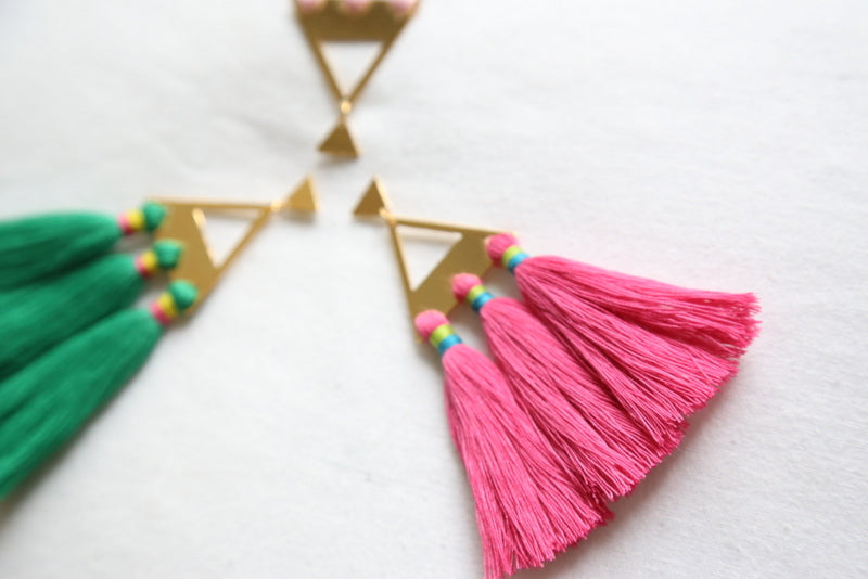Trío Tassel Earring - Deep Pink