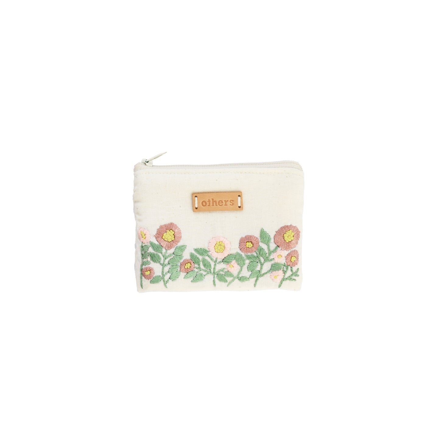 Others Embroidered Coin Purse White Floral Pink