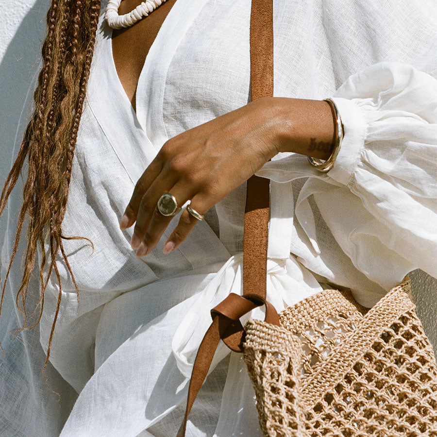 MINGA | Maria Woven Market Bag - Leather Strap