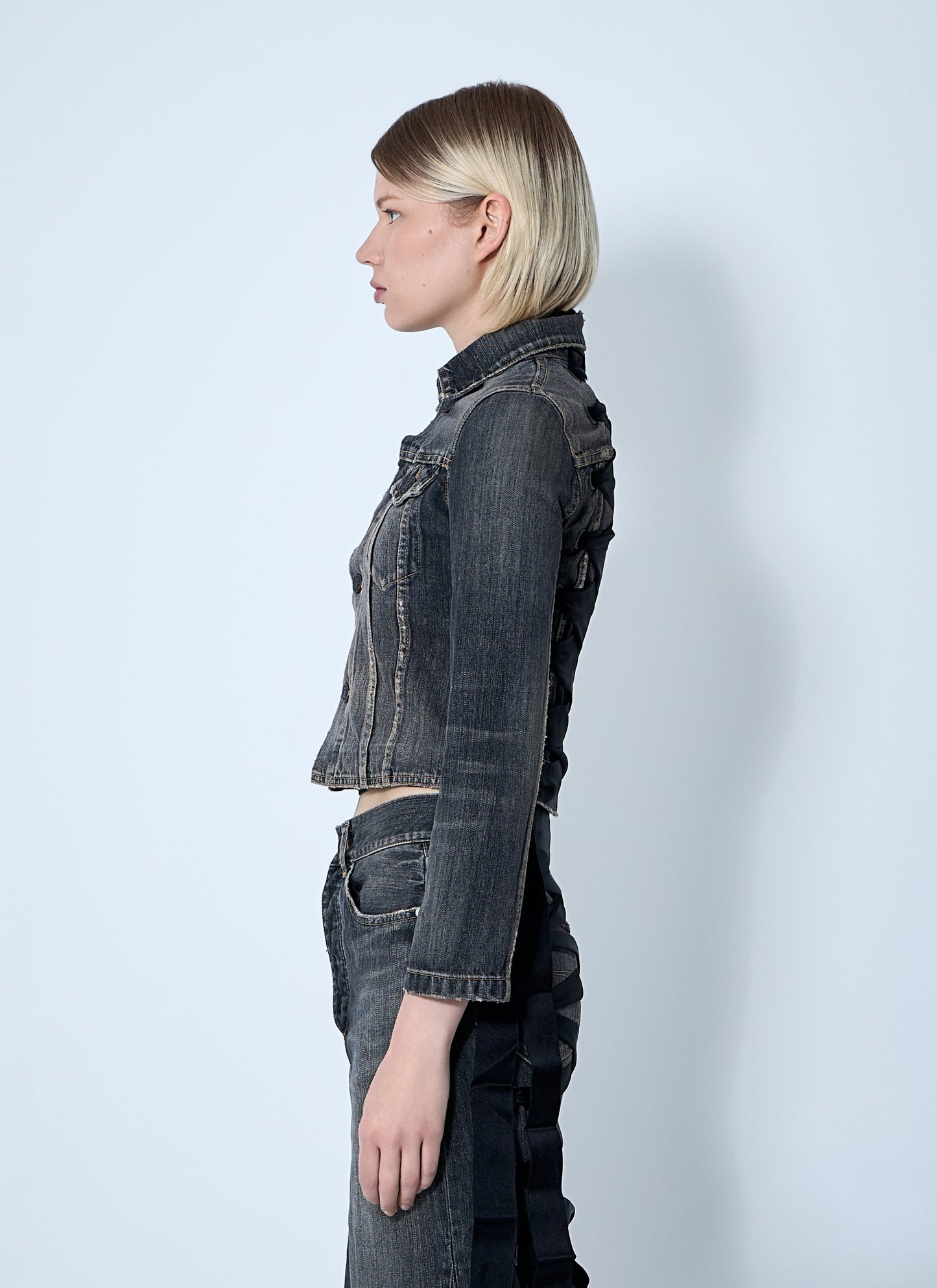 Balenciaga Women Lace-Up Denim Jacket