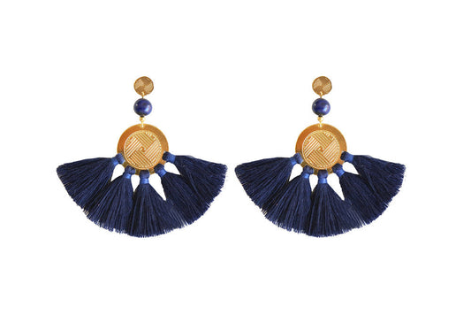 Sol Tassel Earring - Navy