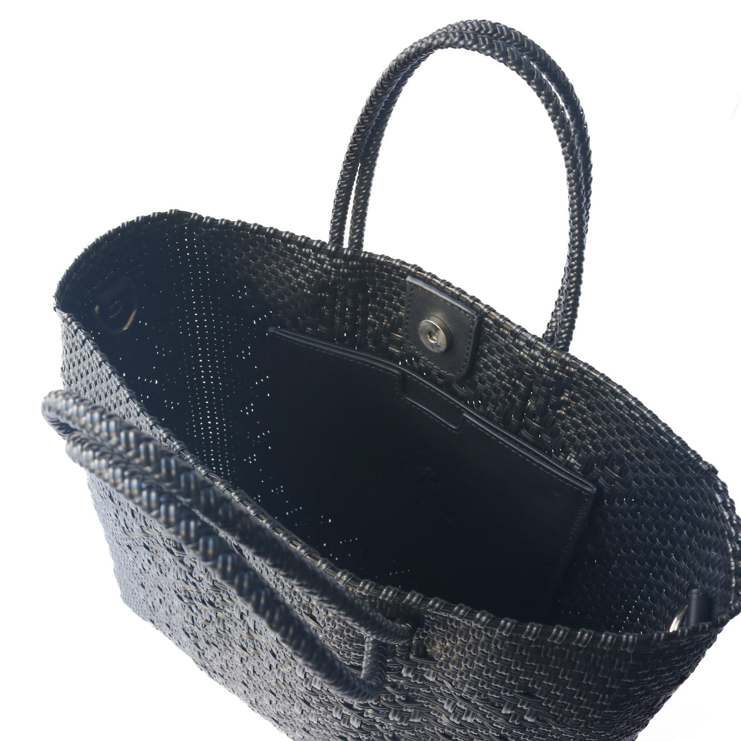 All Black Large Woven Crossbody Bag