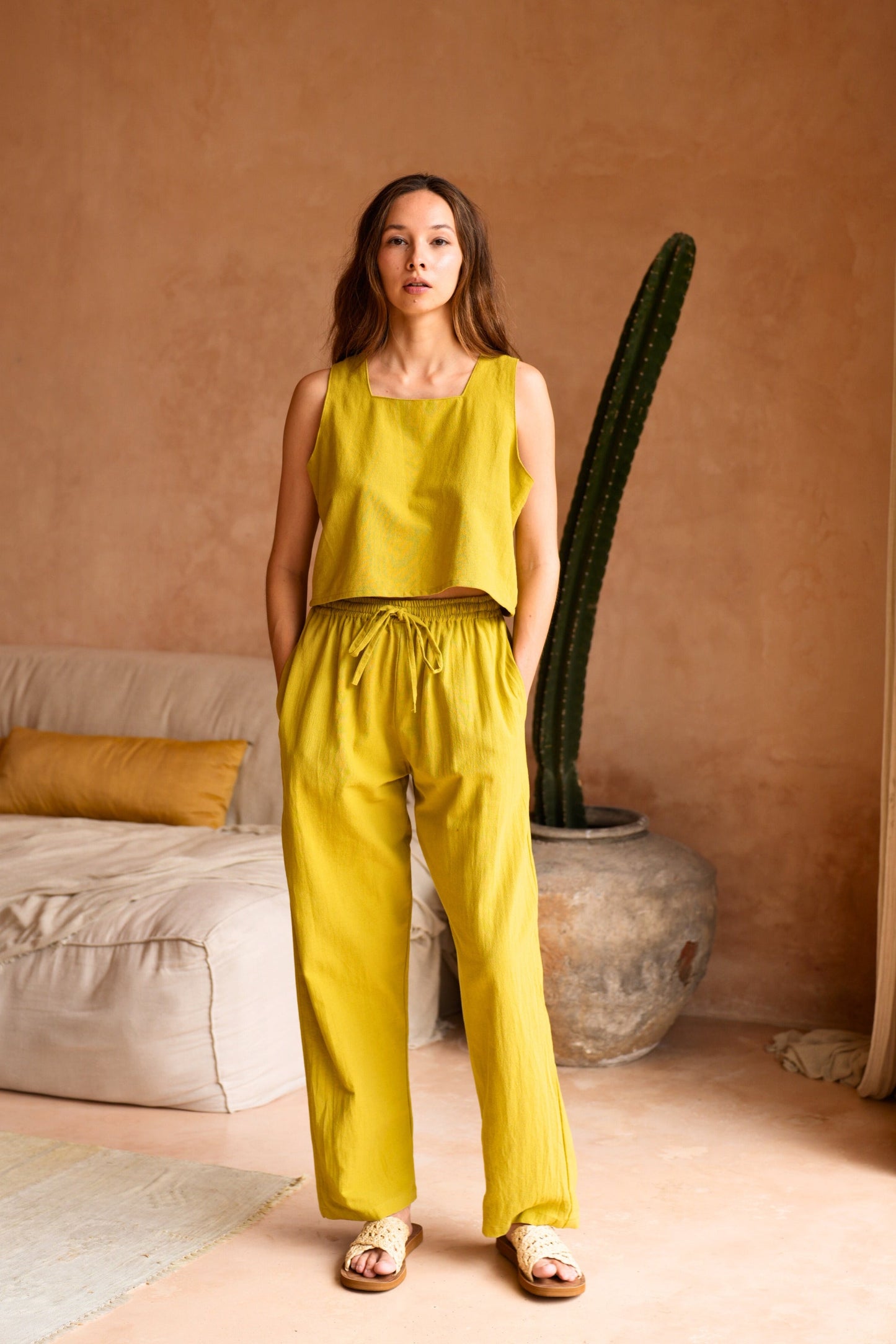 Becca Linen Pants in Lemongrass