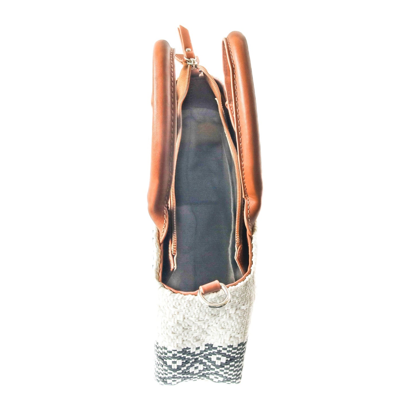 Tin Marin White Small Woven Crossbody Bag with Leather