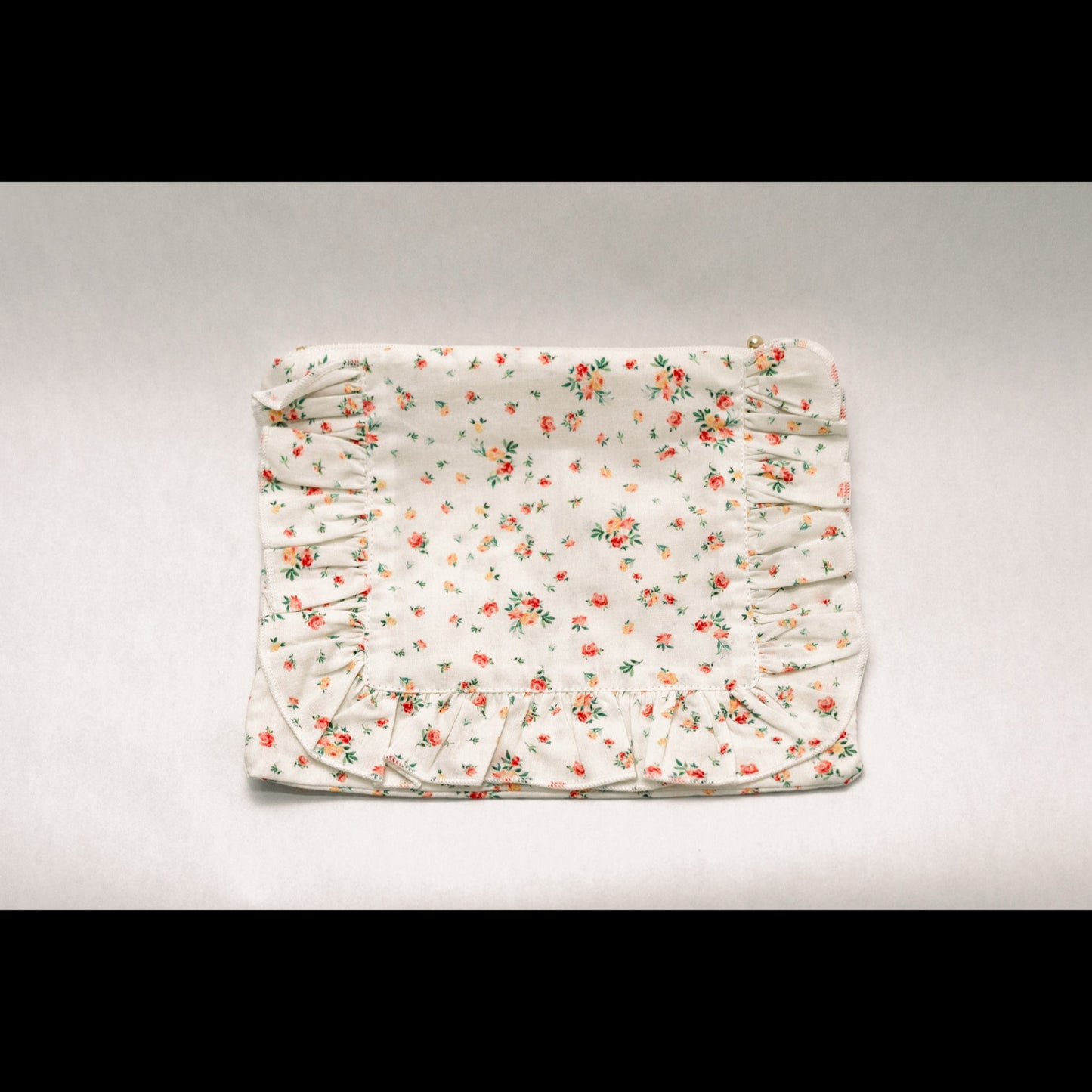 Clementine Bloom | Timeless Floral Ruffle Zipper Pouch