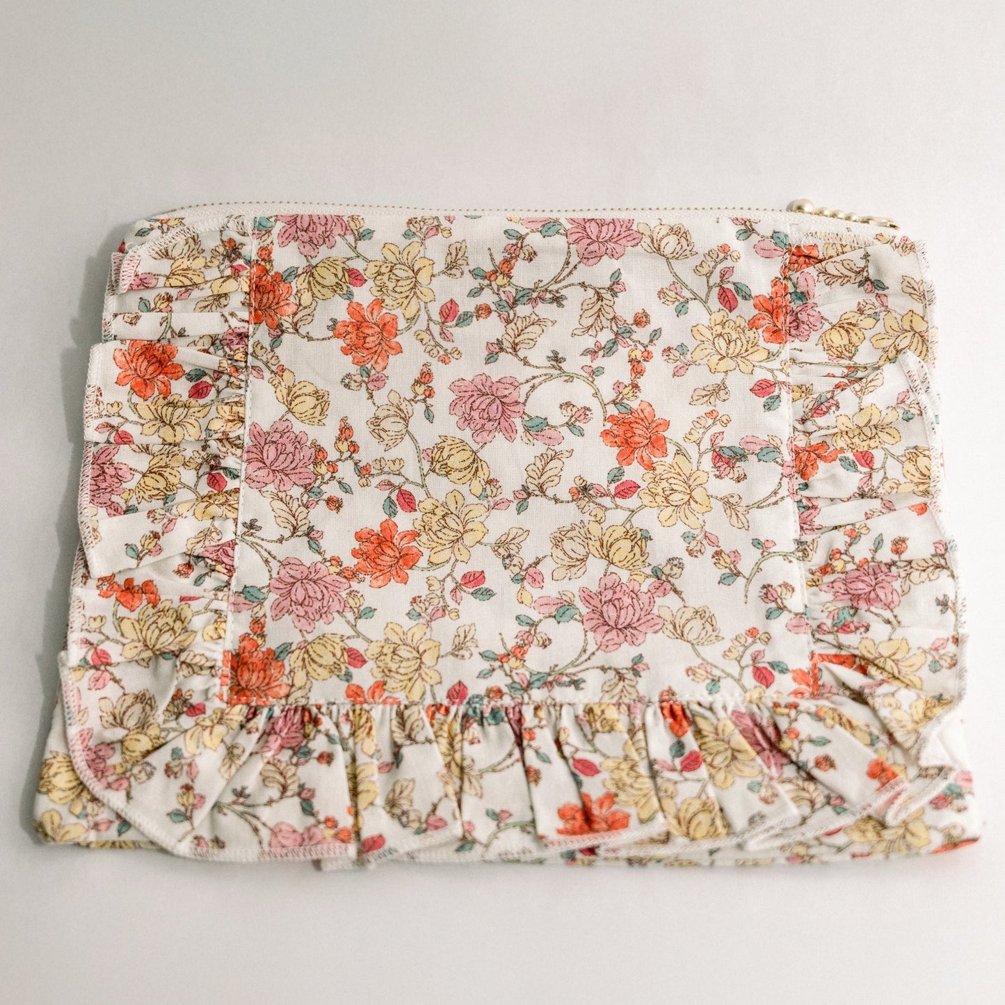 Midsummer Vine | Timeless Floral Ruffle Zipper Pouch