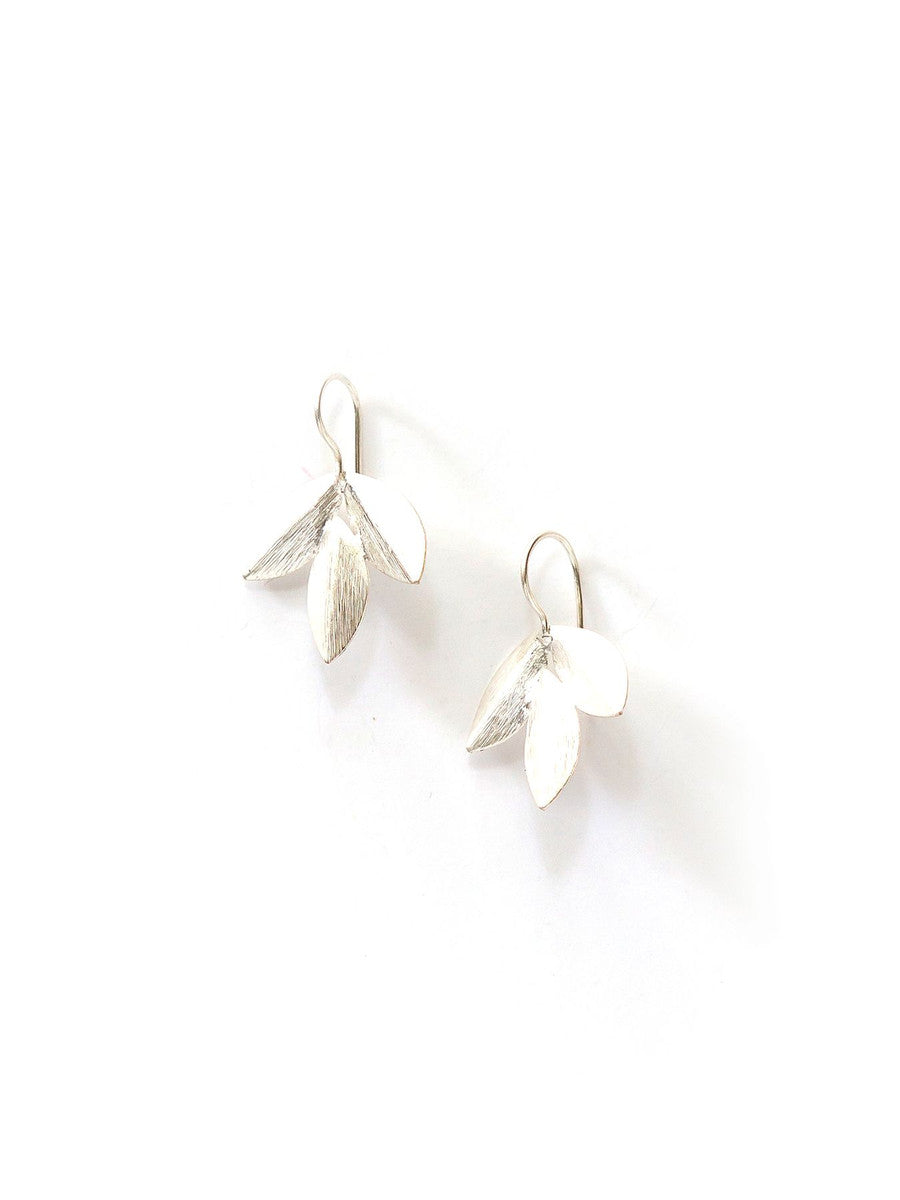 Leaf Cluster Earrings - Silver