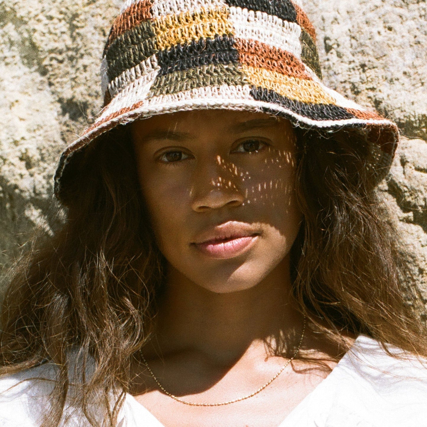 Fall Bucket Hat - Crocheted Multicolor Checkered