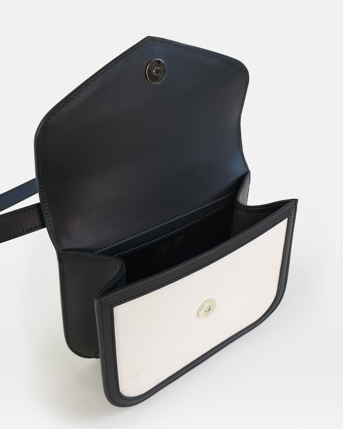 Maya crossbody bag in vegetable calfskin leather and canvas