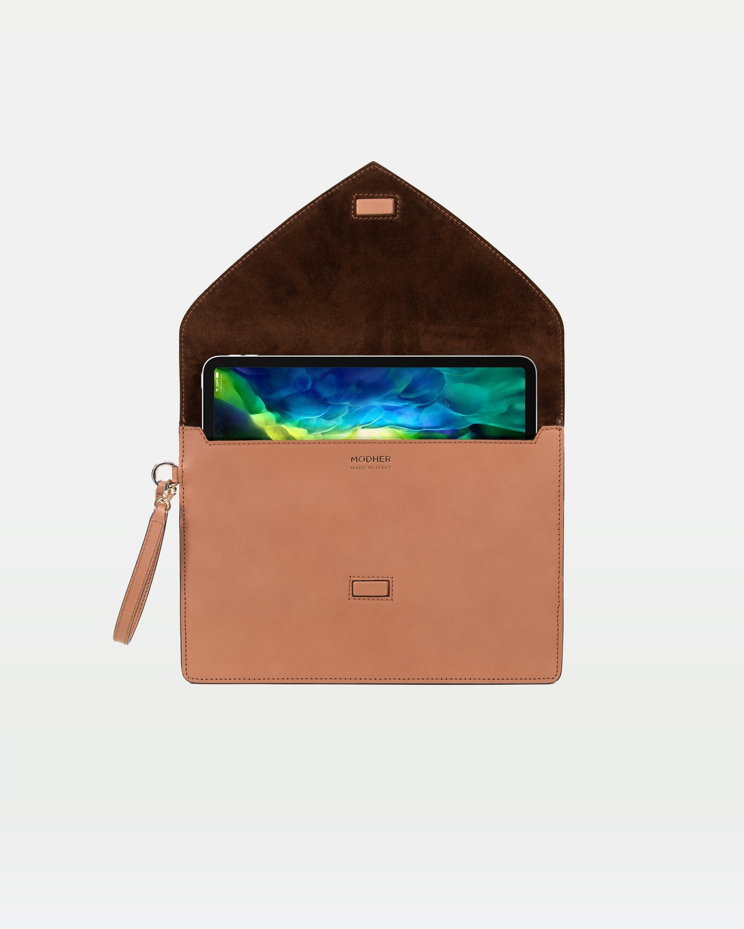 Envelope Clutch in Vegetable tanned calfskin and Suede Leather