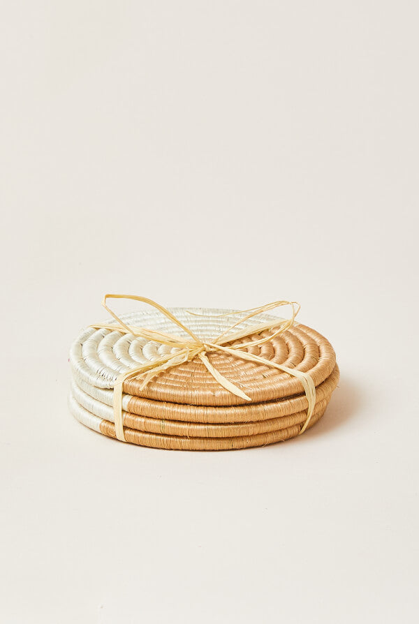 Akeza Coasters in White - Set of 4