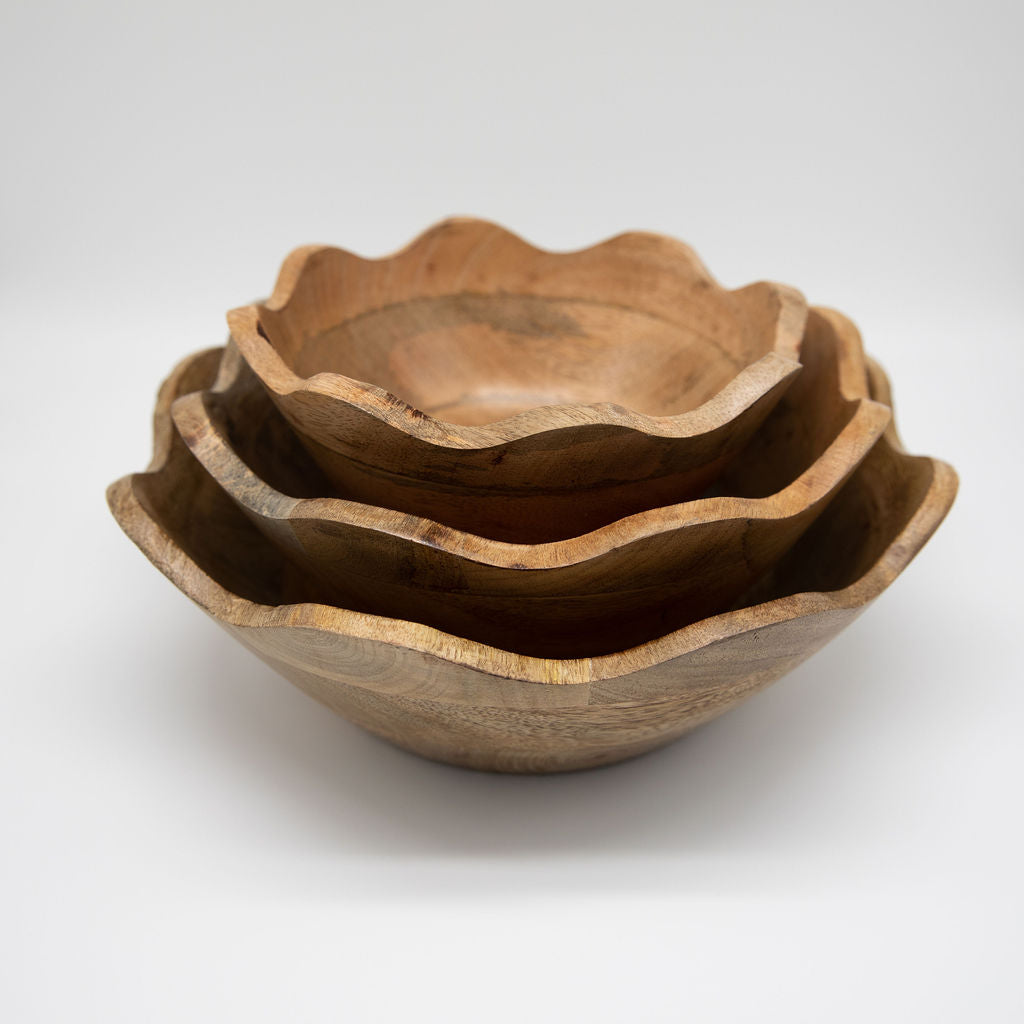 Scalloped Mangowood Bowls