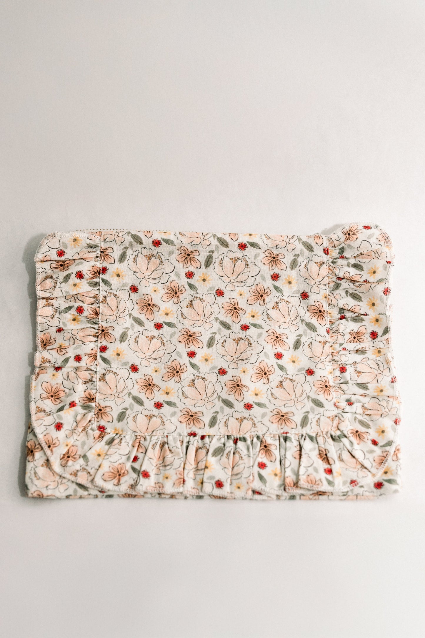 Primrose Garden | Timeless Floral Ruffle Zipper Pouch