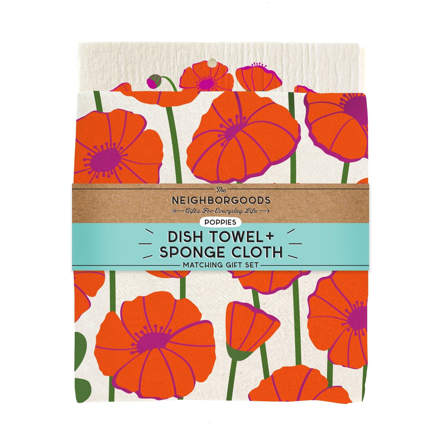 Poppy Dish Towel + Sponge Cloth Gift Set