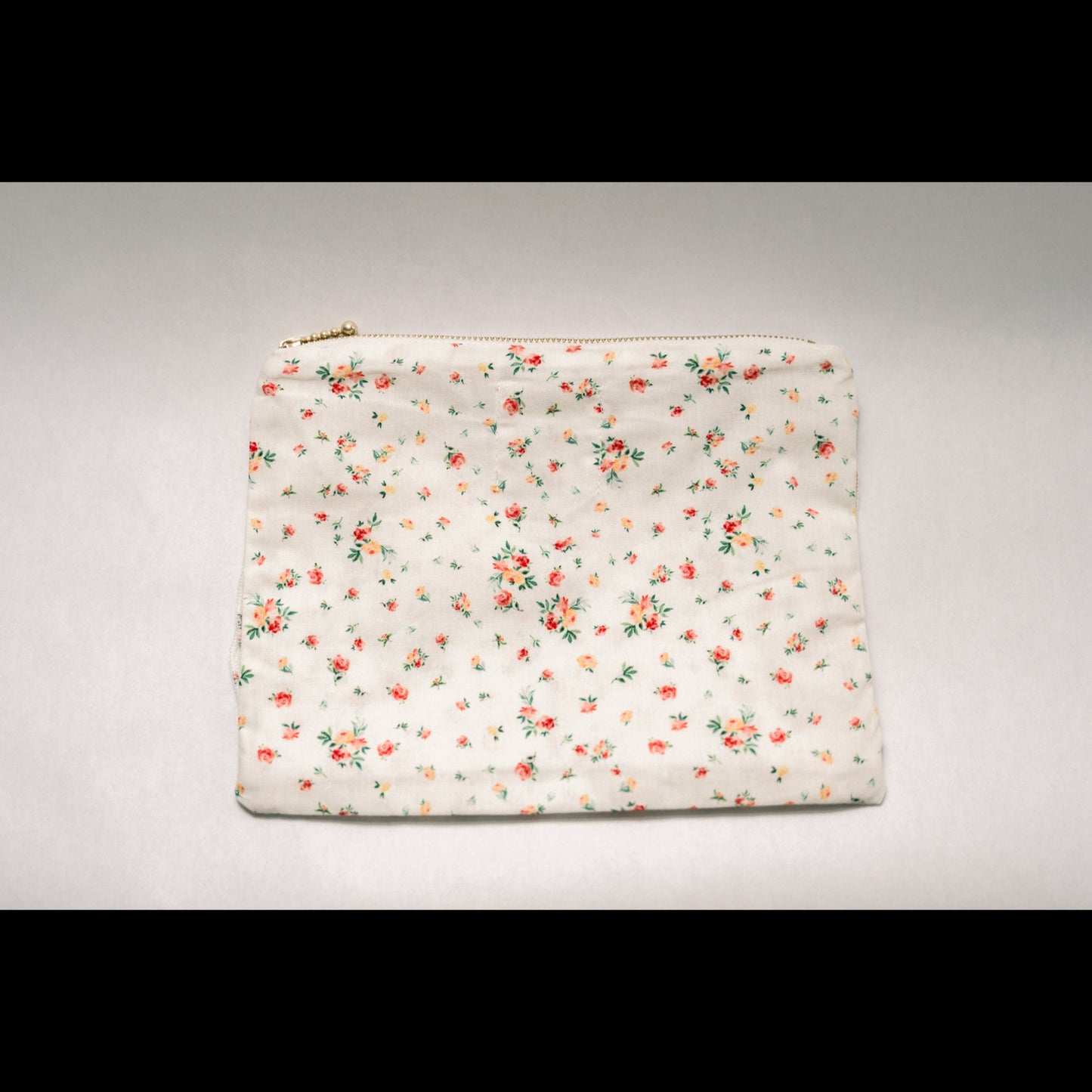 Clementine Bloom | Timeless Floral Ruffle Zipper Pouch