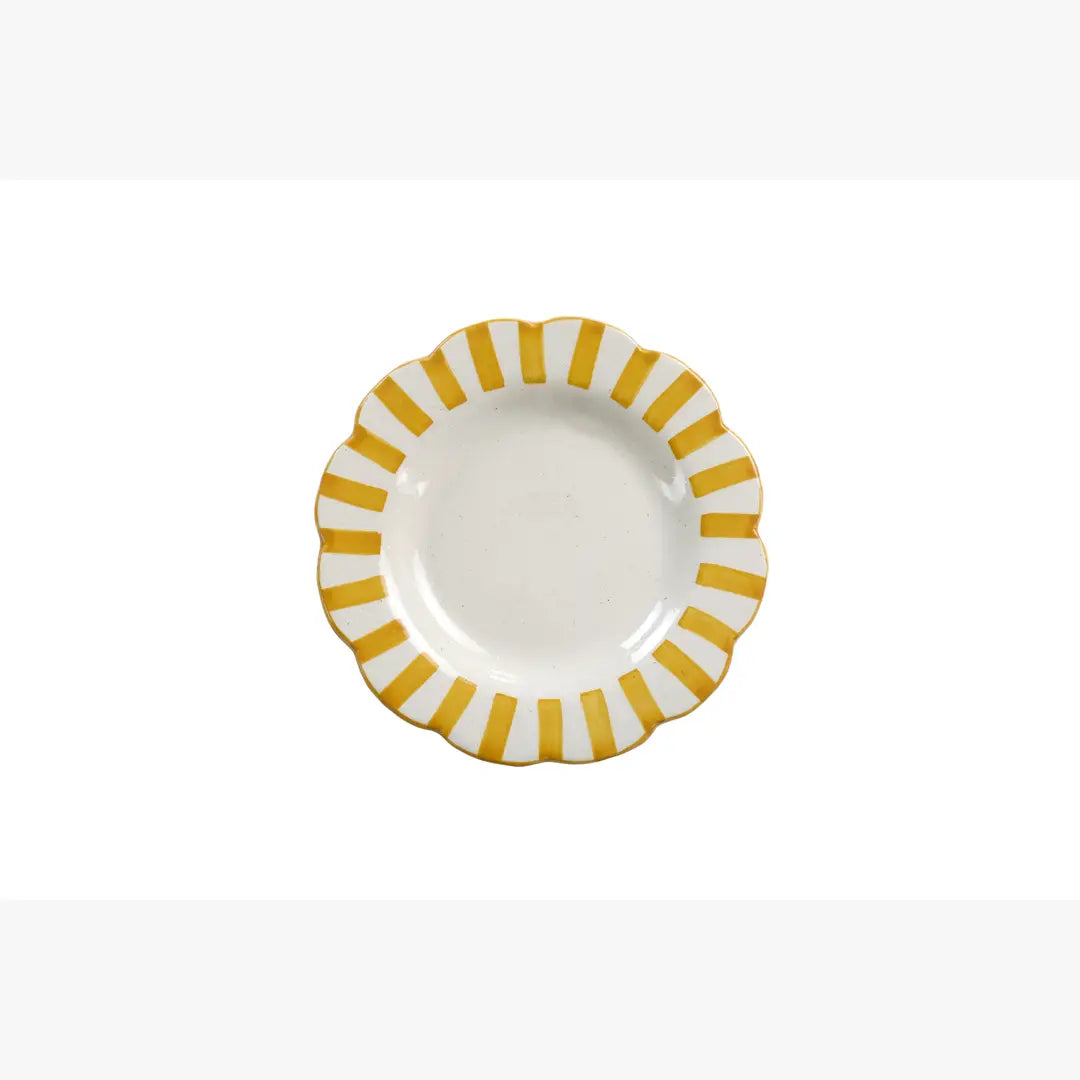Ceramic stripe Salad Plate, Yellow- 8.25x 8.25 x 1.25 Inches