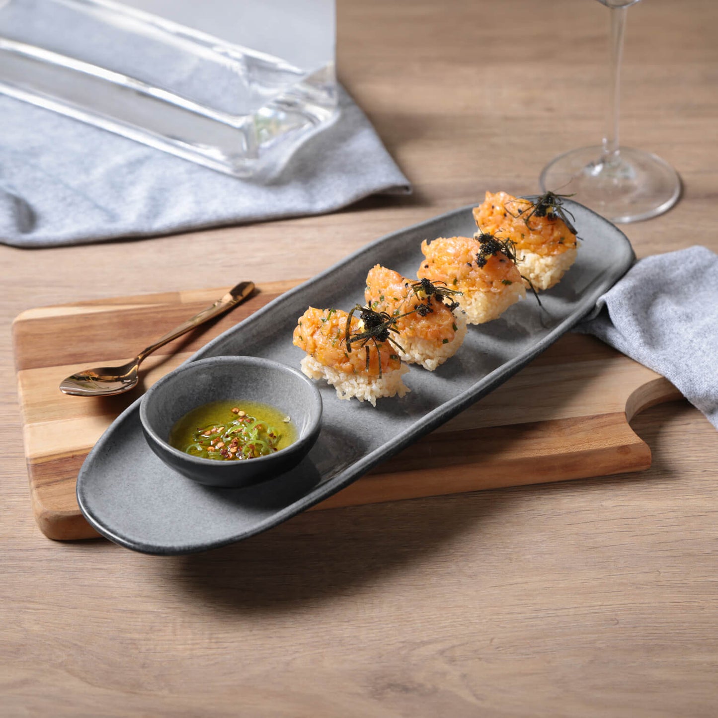 Shallow Organic Oval Platter Large Set of 4